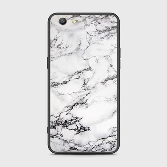 Oppo A59 Cover - White Marble Series - HQ Ultra Shine Premium Infinity Glass Soft Silicon Borders Case