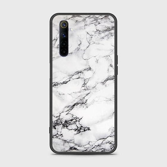 Realme 6 Cover - White Marble Series - HQ Ultra Shine Premium Infinity Glass Soft Silicon Borders Case