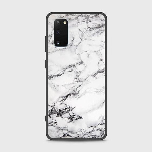 Samsung Galaxy S20 Cover - White Marble Series - HQ Ultra Shine Premium Infinity Glass Soft Silicon Borders Case