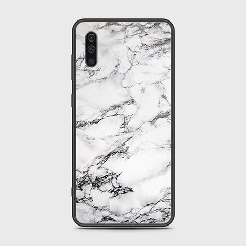 Samsung Galaxy A30s Cover - White Marble Series - HQ Ultra Shine Premium Infinity Glass Soft Silicon Borders Case