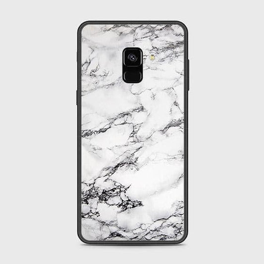 Samsung Galaxy A8 2018 Cover - White Marble Series - D242 - HQ Ultra Shine Premium Infinity Glass Soft Silicon Borders Case ( Fast Delivery )