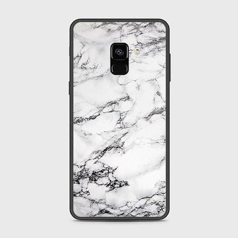 Samsung Galaxy A8 2018 Cover - White Marble Series - HQ Ultra Shine Premium Infinity Glass Soft Silicon Borders Case