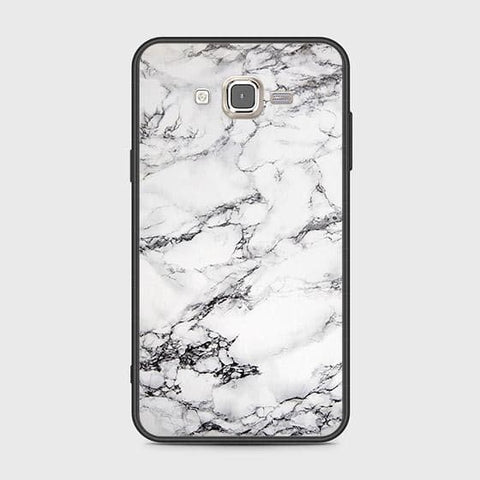 Samsung Galaxy J7 2015 Cover - White Marble Series - HQ Ultra Shine Premium Infinity Glass Soft Silicon Borders Case