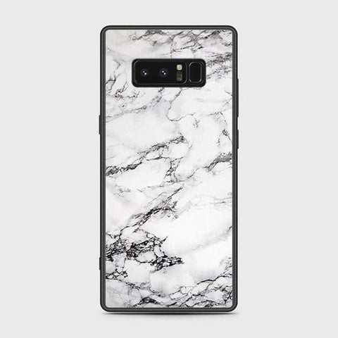 Samsung Galaxy Note 8 Cover - White Marble Series - HQ Ultra Shine Premium Infinity Glass Soft Silicon Borders Case