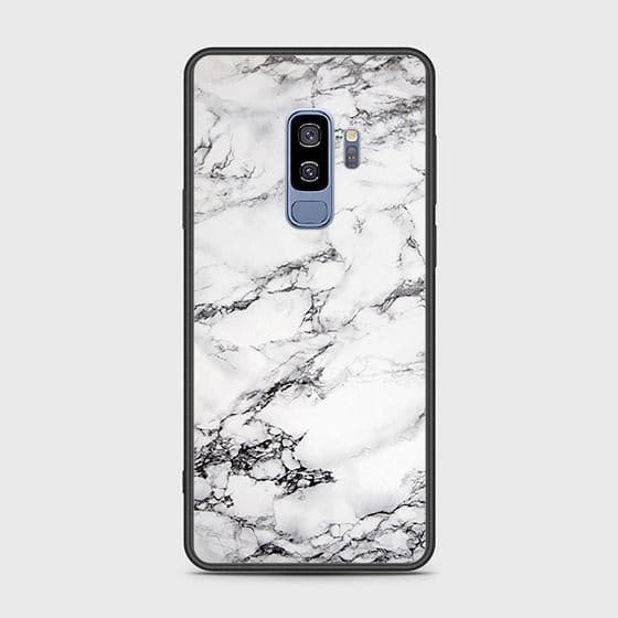 Samsung Galaxy S9 Plus Cover - White Marble Series - HQ Ultra Shine Premium Infinity Glass Soft Silicon Borders Case