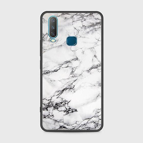 Vivo Y12 Cover - White Marble Series - HQ Ultra Shine Premium Infinity Glass Soft Silicon Borders Case