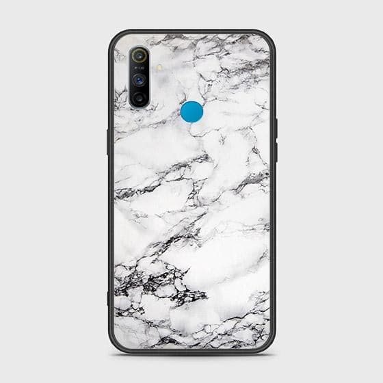 Realme C3 Cover - White Marble Series - HQ Ultra Shine Premium Infinity Glass Soft Silicon Borders Case