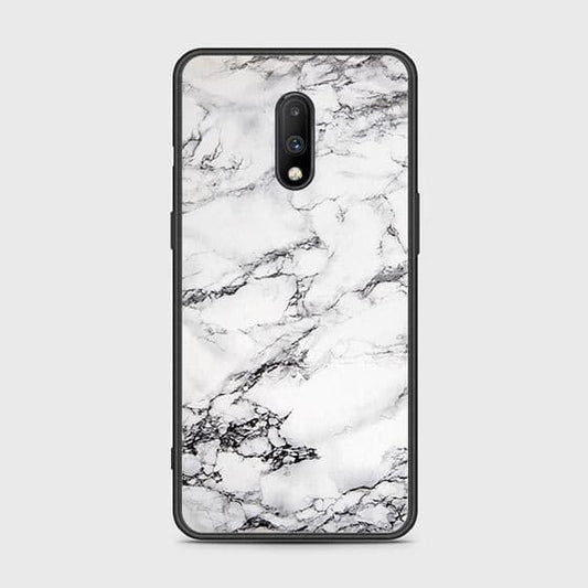 OnePlus 7 Cover - White Marble Series - HQ Ultra Shine Premium Infinity Glass Soft Silicon Borders Case