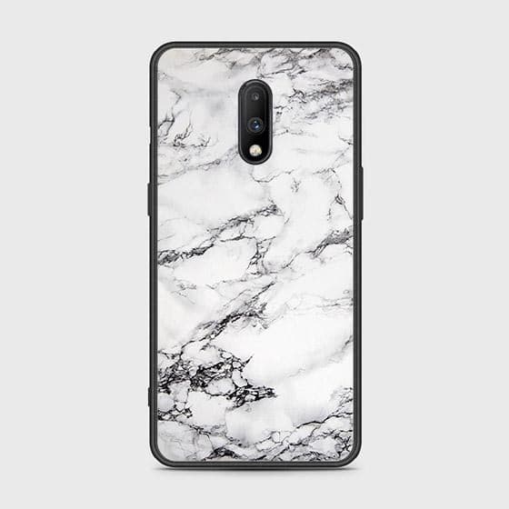 OnePlus 6T Cover - White Marble Series - HQ Ultra Shine Premium Infinity Glass Soft Silicon Borders Case