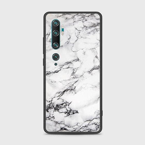 Xiaomi Mi Note 10 Pro Cover - White Marble Series - HQ Ultra Shine Premium Infinity Glass Soft Silicon Borders Case