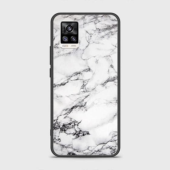 Vivo V20 Cover - White Marble Series - HQ Ultra Shine Premium Infinity Glass Soft Silicon Borders Case