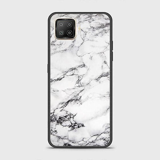 Oppo Reno 4 Lite Cover - White Marble Series - HQ Ultra Shine Premium Infinity Glass Soft Silicon Borders Case