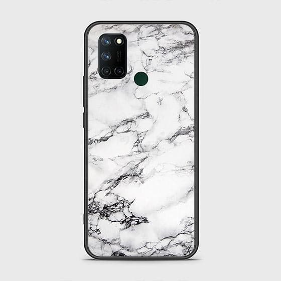 Realme C17 Cover - White Marble Series - HQ Ultra Shine Premium Infinity Glass Soft Silicon Borders Case