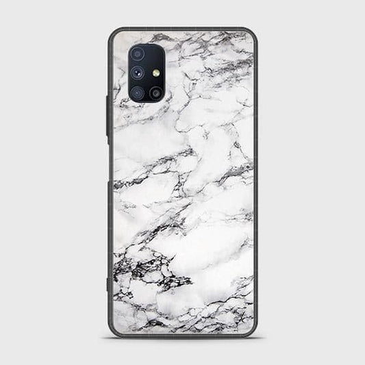 Samsung Galaxy M51 Cover - White Marble Series - HQ Ultra Shine Premium Infinity Glass Soft Silicon Borders Case