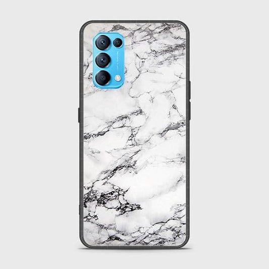 Oppo Reno 5 4G Cover - White Marble Series - HQ Ultra Shine Premium Infinity Glass Soft Silicon Borders Case