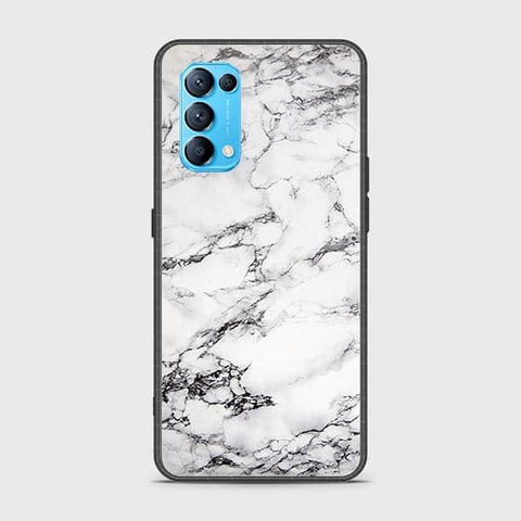 Oppo Reno 5 5G Cover - White Marble Series - HQ Ultra Shine Premium Infinity Glass Soft Silicon Borders Case