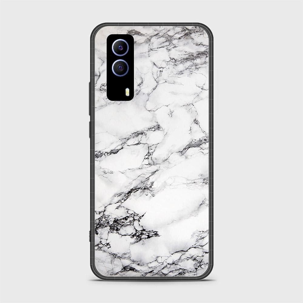 Vivo Y53s 5G Cover - White Marble Series - HQ Ultra Shine Premium Infinity Glass Soft Silicon Borders Case