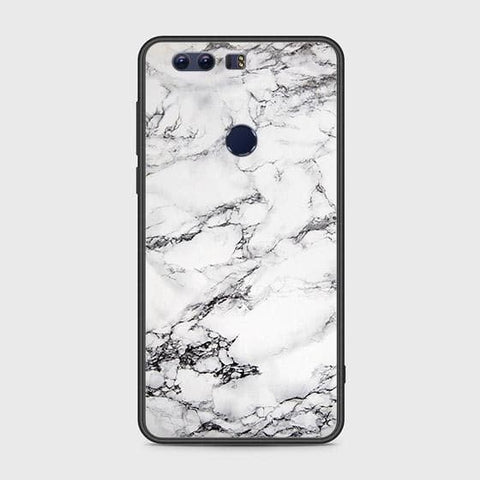 Huawei Honor 8 Cover - White Marble Series - HQ Ultra Shine Premium Infinity Glass Soft Silicon Borders Case