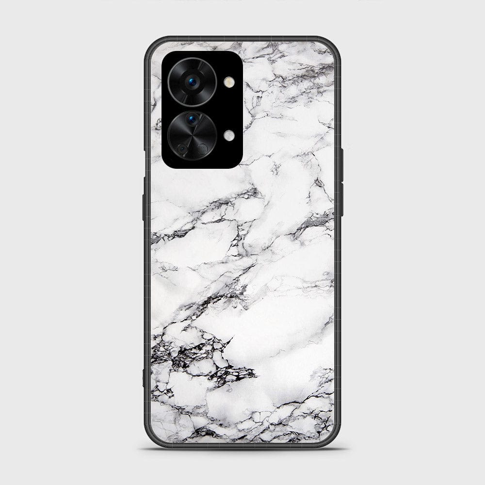 OnePlus Nord 2T Cover - White Marble Series - HQ Ultra Shine Premium Infinity Glass Soft Silicon Borders Case