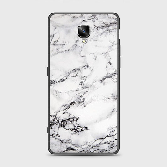 OnePlus 3 Cover- White Marble Series - HQ Ultra Shine Premium Infinity Glass Soft Silicon Borders Case