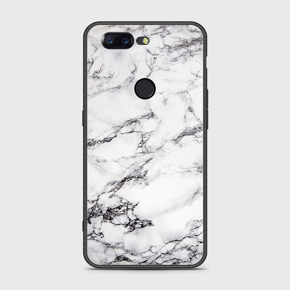 OnePlus 5T Cover- White Marble Series - HQ Ultra Shine Premium Infinity Glass Soft Silicon Borders Case