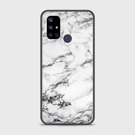 OnePlus Nord N10 5G Cover- White Marble Series - HQ Ultra Shine Premium Infinity Glass Soft Silicon Borders Case