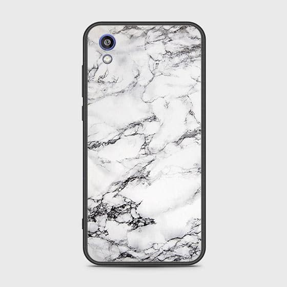 Huawei Honor 8S Cover - White Marble Series - HQ Ultra Shine Premium Infinity Glass Soft Silicon Borders Case