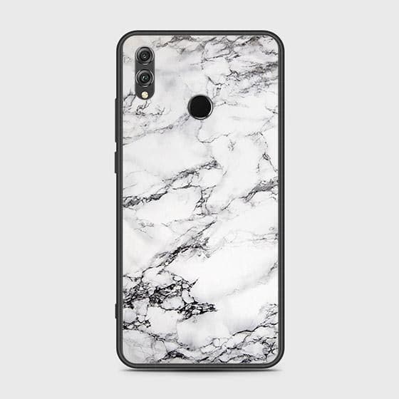 Huawei Honor 8X Cover - White Marble Series - HQ Ultra Shine Premium Infinity Glass Soft Silicon Borders Case