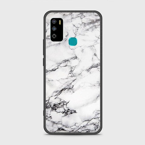 Infinix Hot 9 Play Cover- White Marble Series - HQ Ultra Shine Premium Infinity Glass Soft Silicon Borders Case