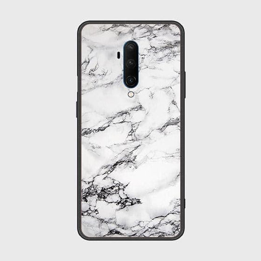 OnePlus 7T Pro Cover - White Marble Series - HQ Ultra Shine Premium Infinity Glass Soft Silicon Borders Case