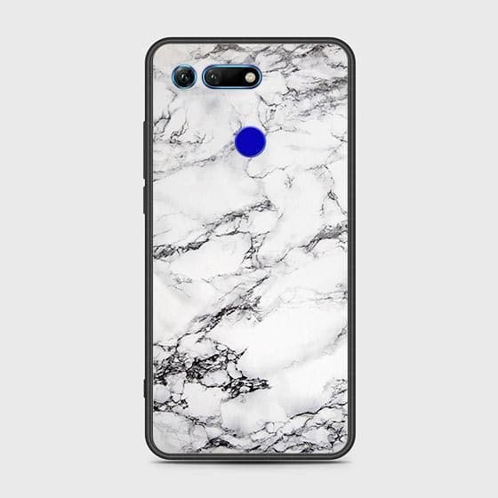 Huawei Honor View 20 Cover - White Marble Series - HQ Ultra Shine Premium Infinity Glass Soft Silicon Borders Case
