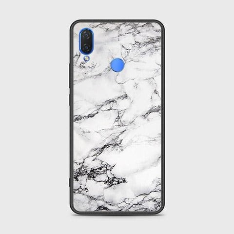 Huawei Y9 2019 Cover - White Marble Series - HQ Ultra Shine Premium Infinity Glass Soft Silicon Borders Case