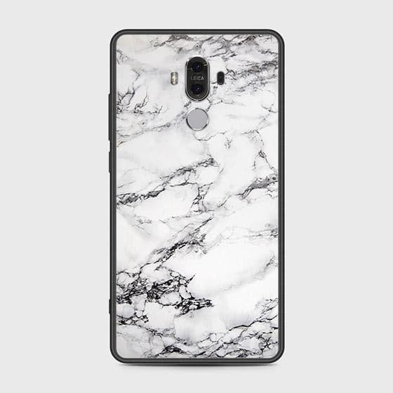 Huawei Mate 9 Cover - White Marble Series - HQ Ultra Shine Premium Infinity Glass Soft Silicon Borders Case