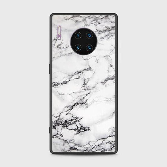 Huawei Mate 30 Pro Cover - White Marble Series - HQ Ultra Shine Premium Infinity Glass Soft Silicon Borders Case