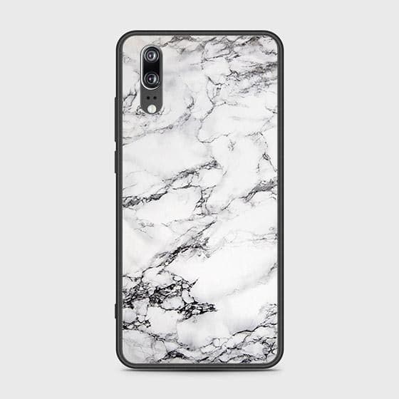 Huawei P20 Cover - White Marble Series - HQ Ultra Shine Premium Infinity Glass Soft Silicon Borders Case