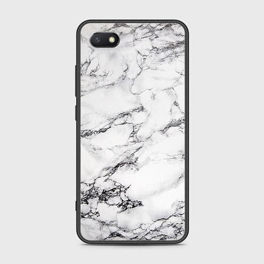 Y5 2018 Cover - White Marble Series - HQ Ultra Shine Premium Infinity Glass Soft Silicon Borders Case