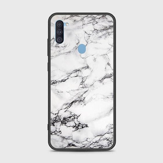 Samsung Galaxy M11 Cover - White Marble Series - HQ Ultra Shine Premium Infinity Glass Soft Silicon Borders Case
