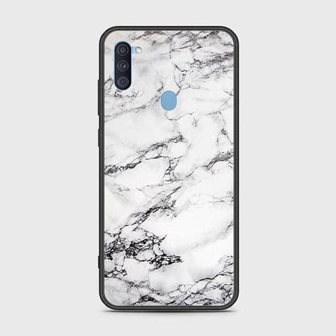 Samsung Galaxy M11 Cover - White Marble Series - HQ Ultra Shine Premium Infinity Glass Soft Silicon Borders Case