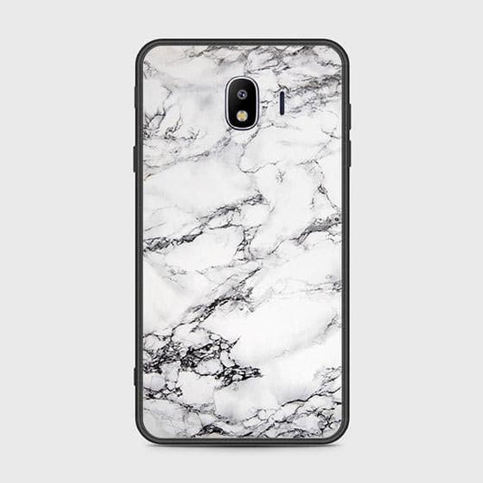 Samsung Galaxy J4 2018 Cover - White Marble Series - HQ Ultra Shine Premium Infinity Glass Soft Silicon Borders Case