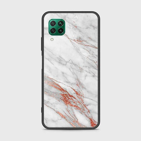 Huawei Nova 6 SE Cover - White Marble Series - HQ Ultra Shine Premium Infinity Glass Soft Silicon Borders Case