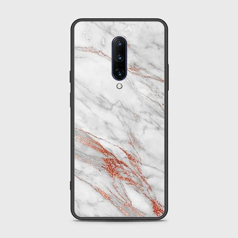 OnePlus 7 Pro Cover - White Marble Series - HQ Ultra Shine Premium Infinity Glass Soft Silicon Borders Case