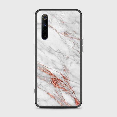 Realme 6 Cover - White Marble Series - HQ Ultra Shine Premium Infinity Glass Soft Silicon Borders Case