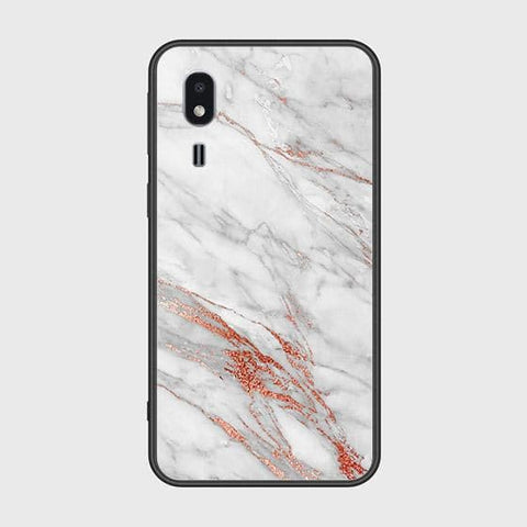 Samsung Galaxy A2 Core Cover - White Marble Series - HQ Ultra Shine Premium Infinity Glass Soft Silicon Borders Case