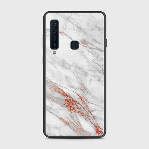 Samsung Galaxy A9 2018 Cover - White Marble Series - HQ Ultra Shine Premium Infinity Glass Soft Silicon Borders Case