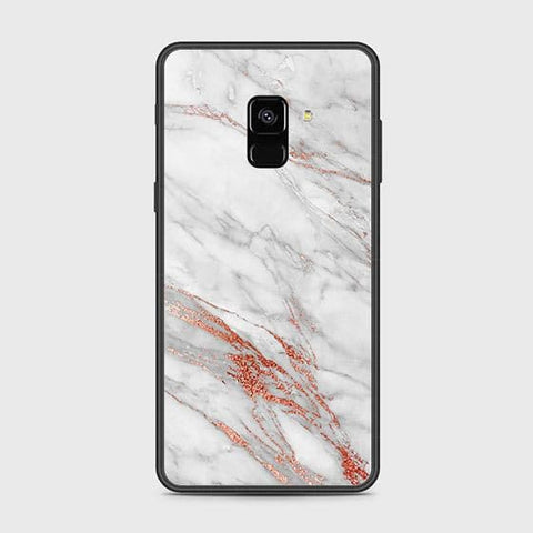 Samsung Galaxy A8 2018 Cover - White Marble Series - HQ Ultra Shine Premium Infinity Glass Soft Silicon Borders Case