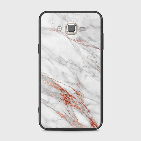 Samsung Galaxy J7 2015 Cover - White Marble Series - HQ Ultra Shine Premium Infinity Glass Soft Silicon Borders Case