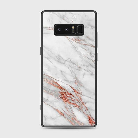 Samsung Galaxy Note 8 Cover - White Marble Series - HQ Ultra Shine Premium Infinity Glass Soft Silicon Borders Case