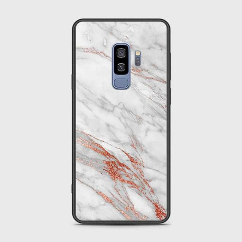 Samsung Galaxy S9 Plus Cover - White Marble Series - HQ Ultra Shine Premium Infinity Glass Soft Silicon Borders Case