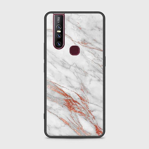 Vivo V15 Cover - White Marble Series - HQ Ultra Shine Premium Infinity Glass Soft Silicon Borders Case