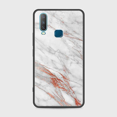 Vivo Y12 Cover - White Marble Series - HQ Ultra Shine Premium Infinity Glass Soft Silicon Borders Case